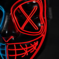 GlowMask LED mask close-up of the glowing red wire detail